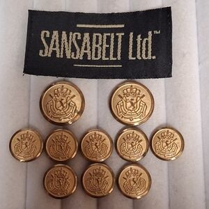 Sansabelt Ltd. Gold Blazer Buttons 10 2-Large, 8-Smaller